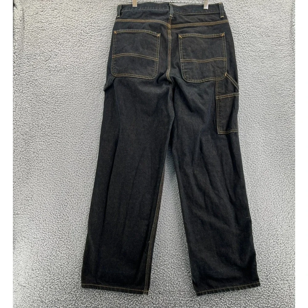 Vintage GAP CARPENTER Jean Men 34x30 Baggy Straight Leg Dark Blue Denim USA READ